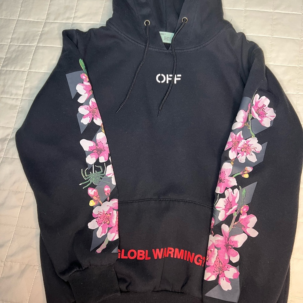 Off-White Black Hoodie with Gold Accents